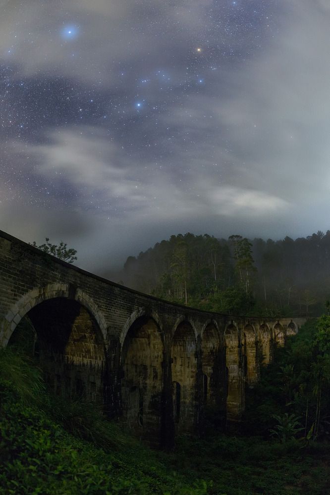 Hovering over the Nine Arch bridge