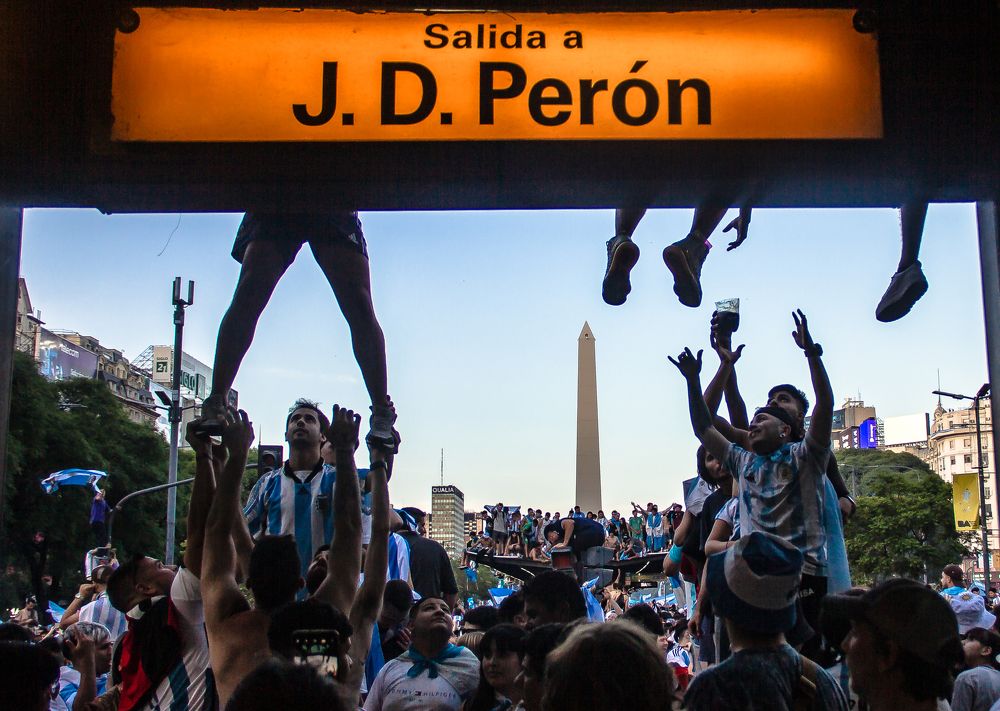 All the people celebrating