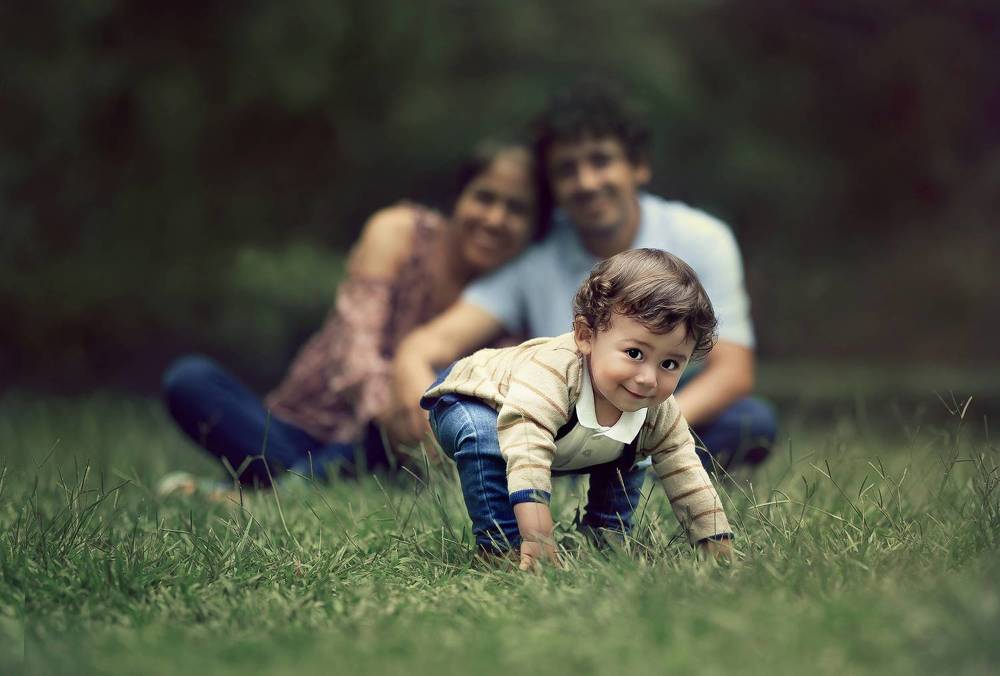 Family with natural light