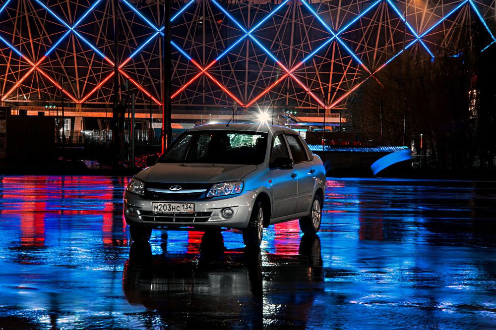 Lada car in the rain