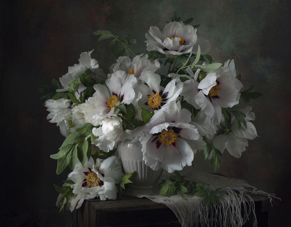 Still life with May peonies