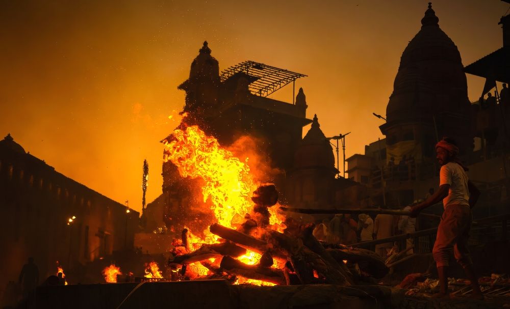 Manikarnika ghat - a divine, one-of-its-kind cremation ground in India.