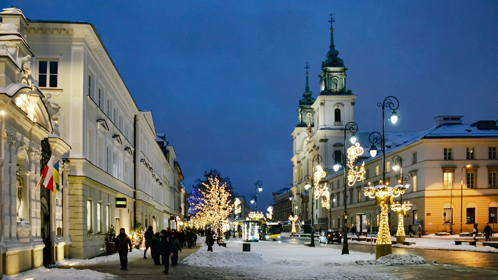 Evening Warsaw streets