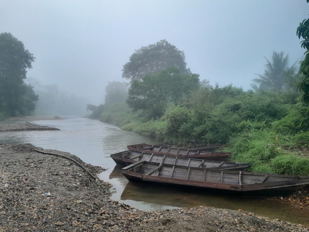 3 Canoes on River