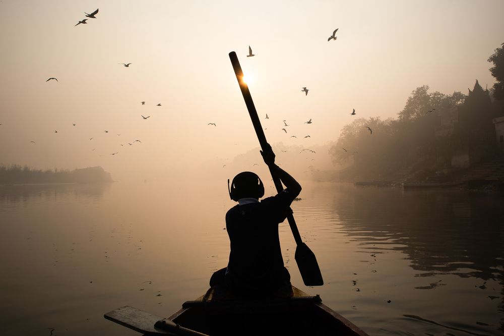 Sunrise view yamuna ghaat Foggy moment