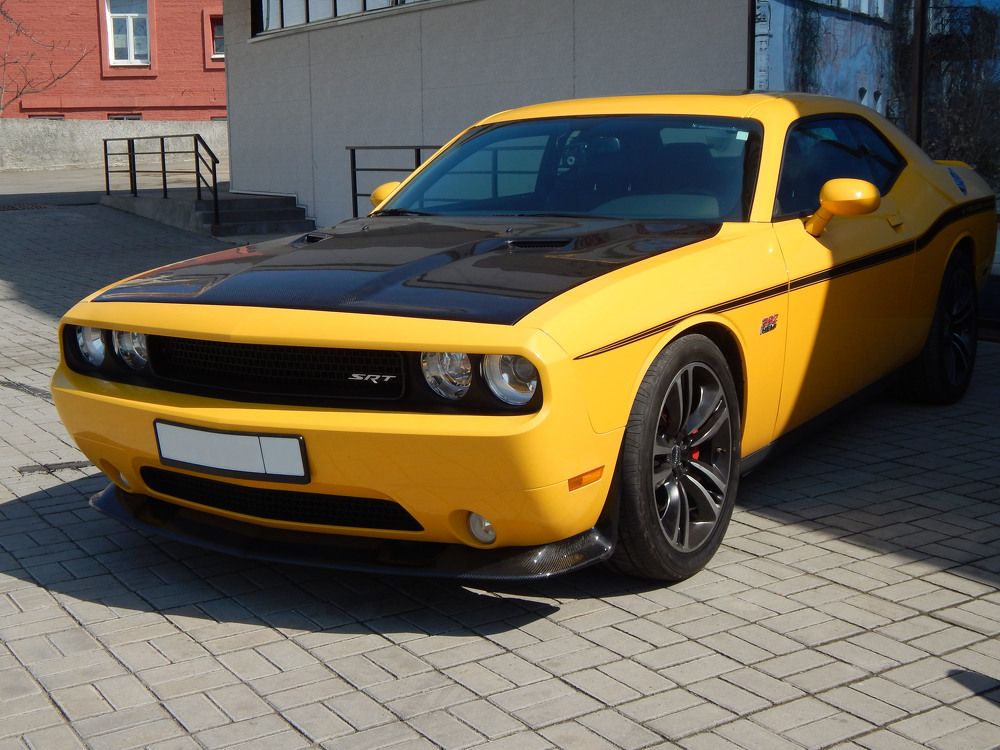 Yellow Dodge Challenger.