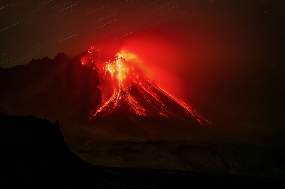 Шивелуч, извержение