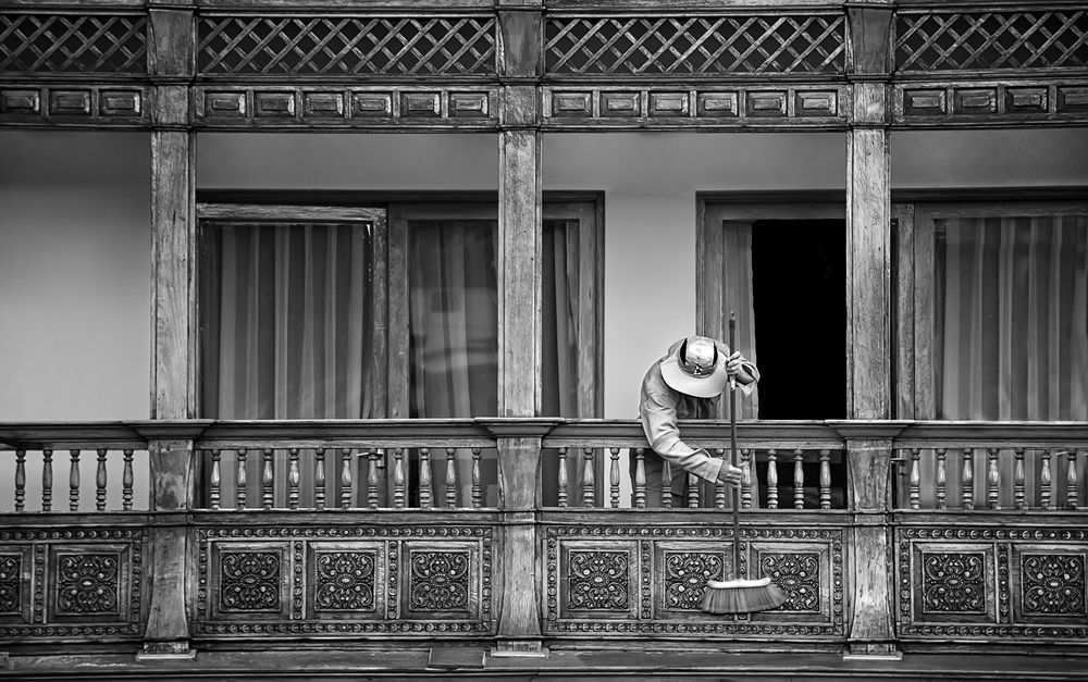 Limpieza en el balcon