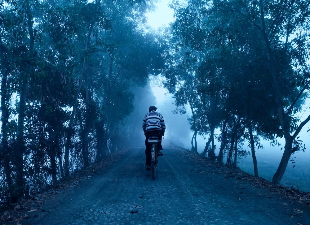 Riding through the fog