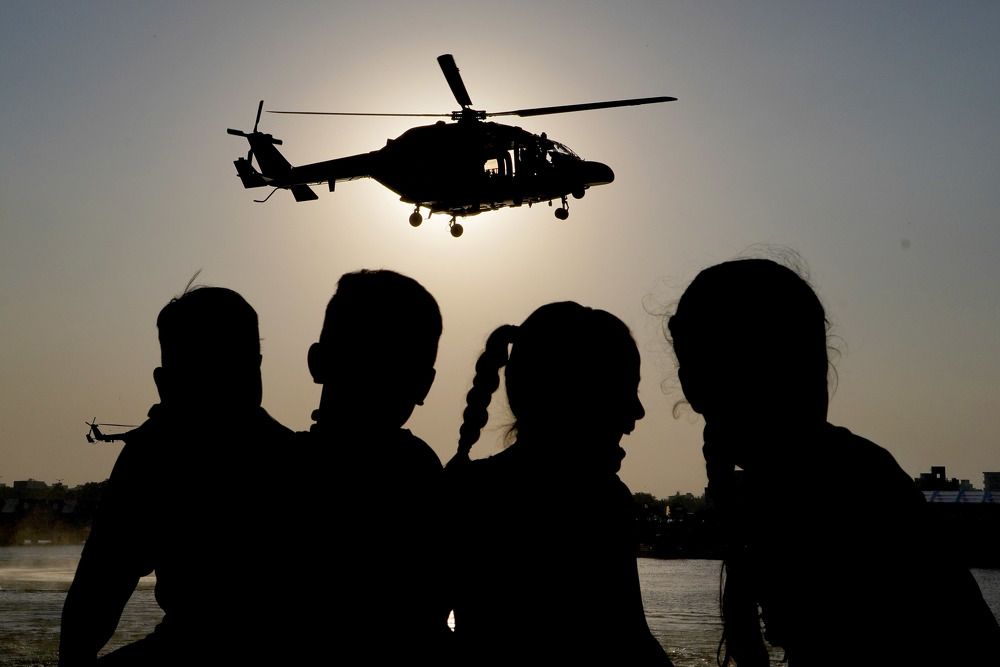 Children's are watching Air Show