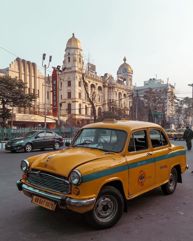 Yellow Taxi and city Kolkata