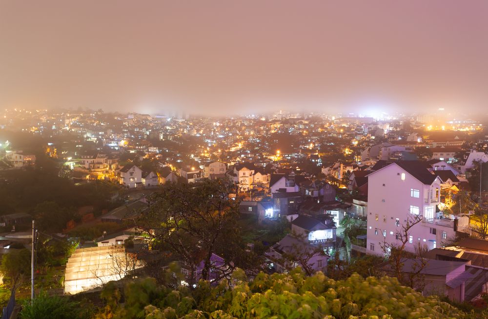 Dalat city in fog