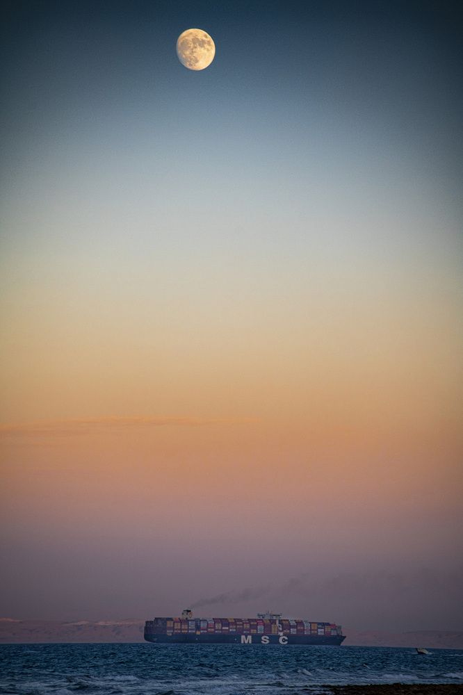 Moon complementing seascape