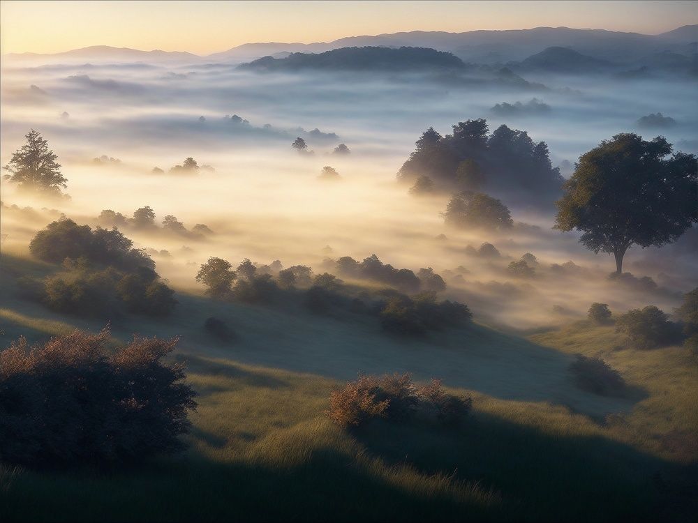 Туман над холмами.
