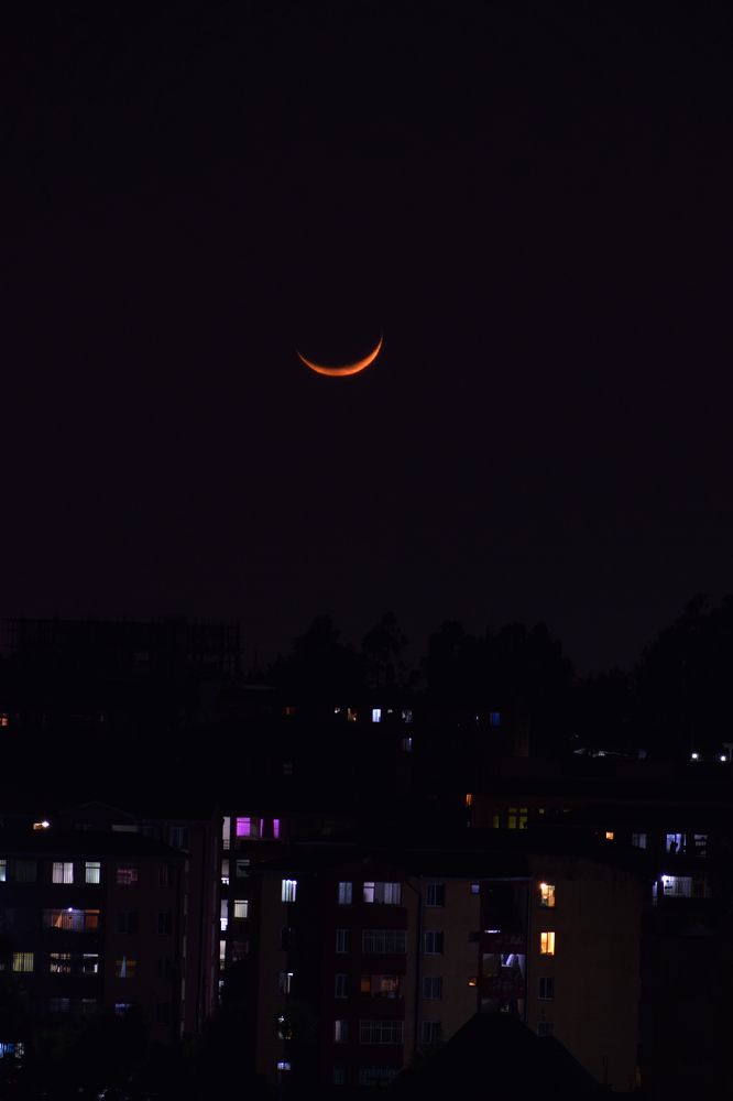 Moonset under Addis Ababa sky