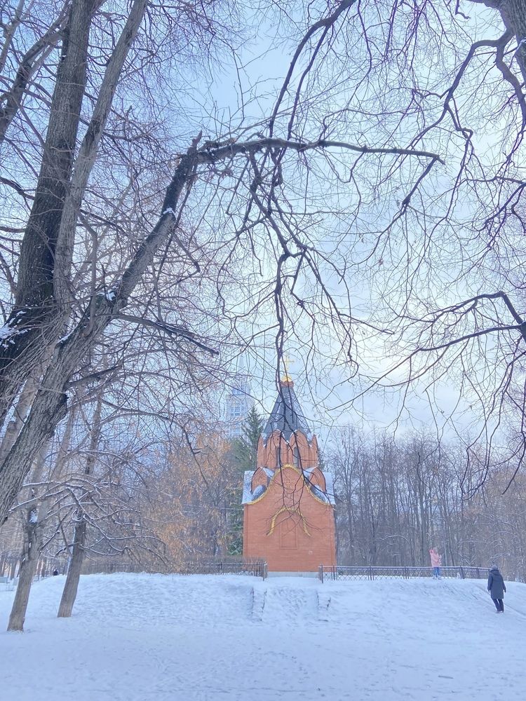 Часовня в тумане снега