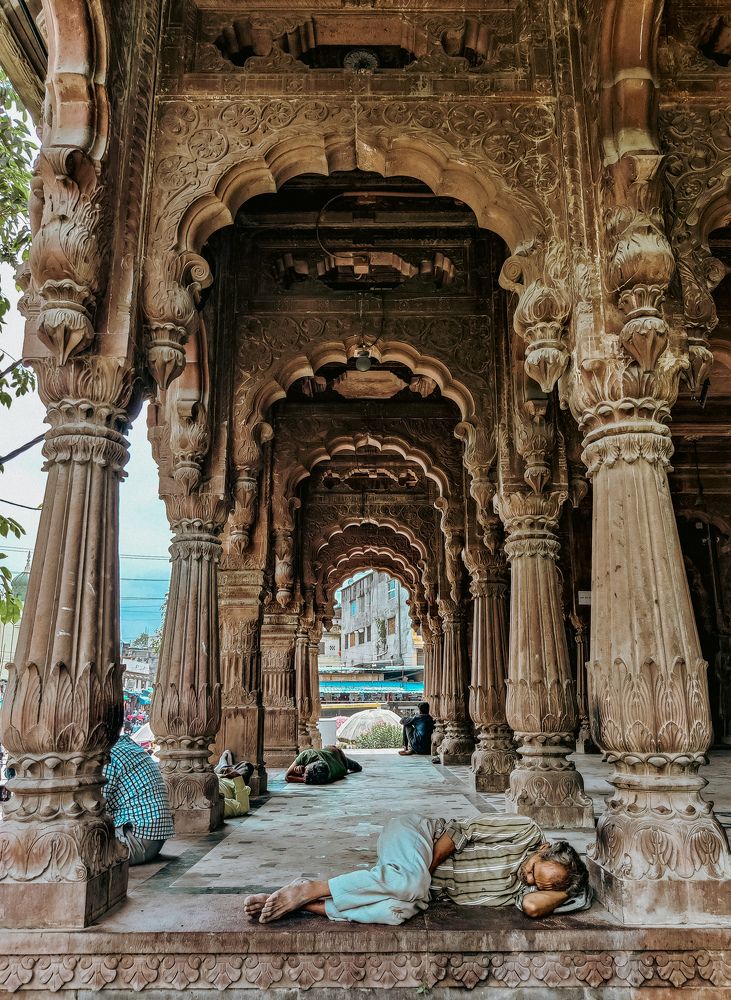 A Men in sleeping temple