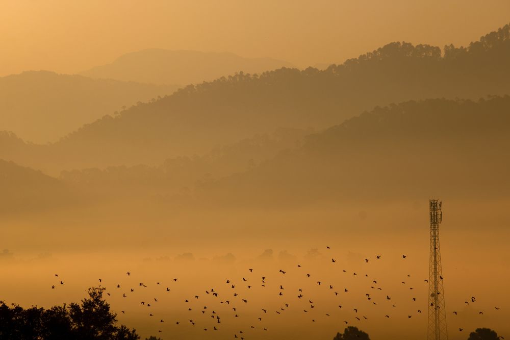 In winter a warm morning