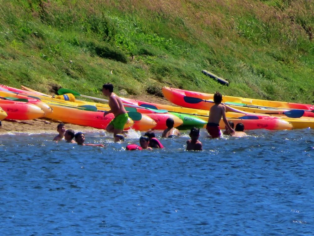 A group of children in the water