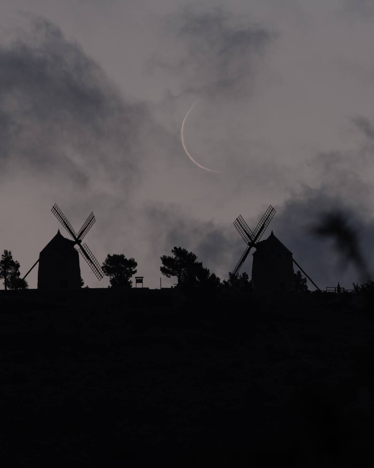 The moon and windmills