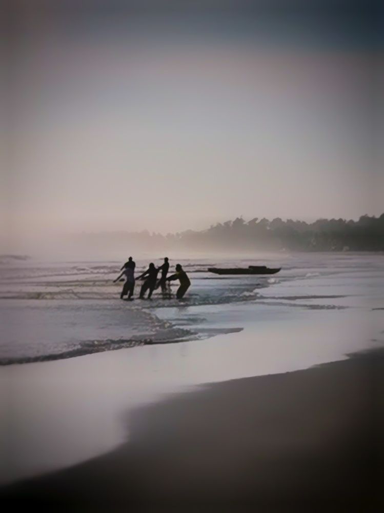 Fisherman in Foggy Morning