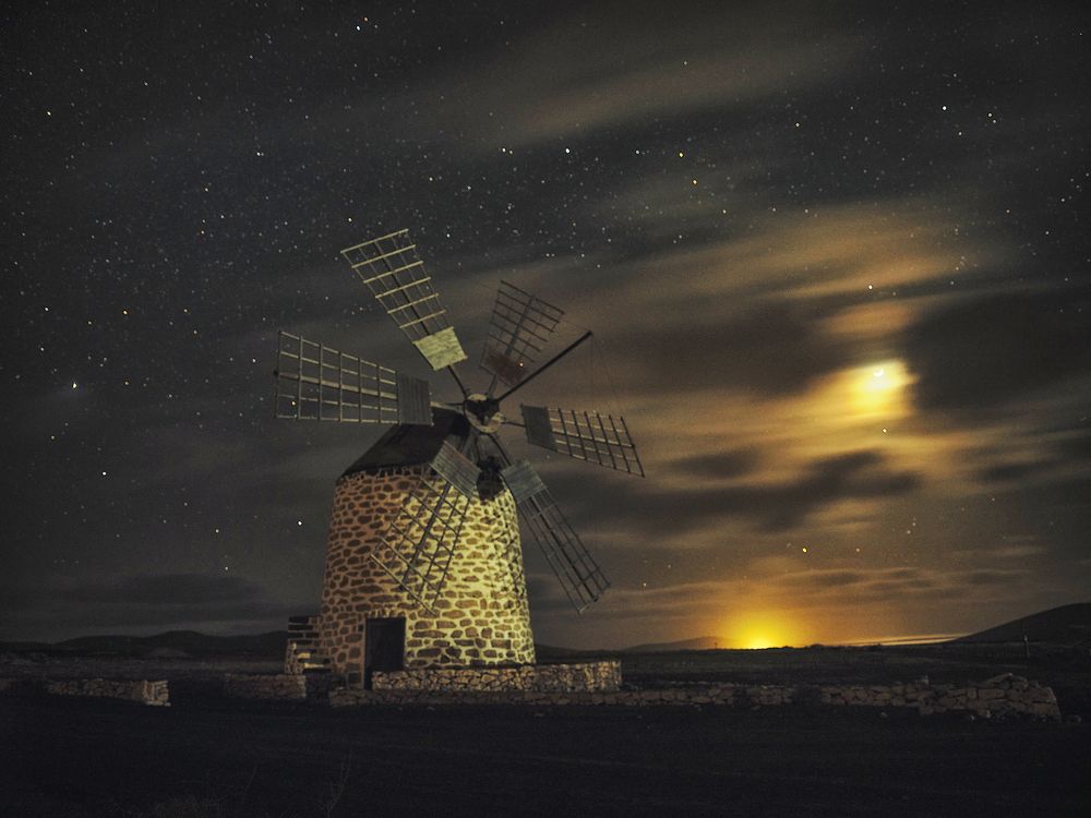 Windmill and moon