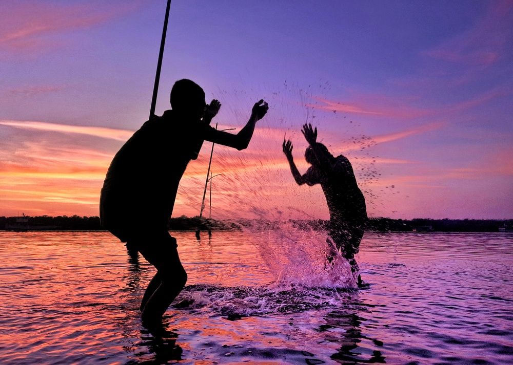 Sunset's Silhouette Splash