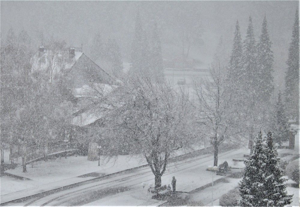 Снегопад в Белокурихе.