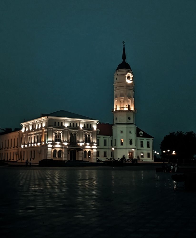 Mogilev City Hall in the evening