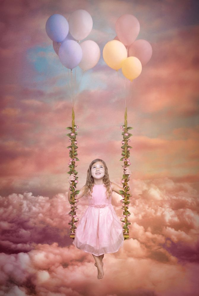 Little girl in the clouds.