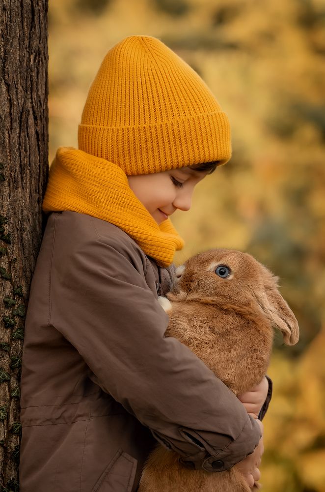 Boy and rabbit
