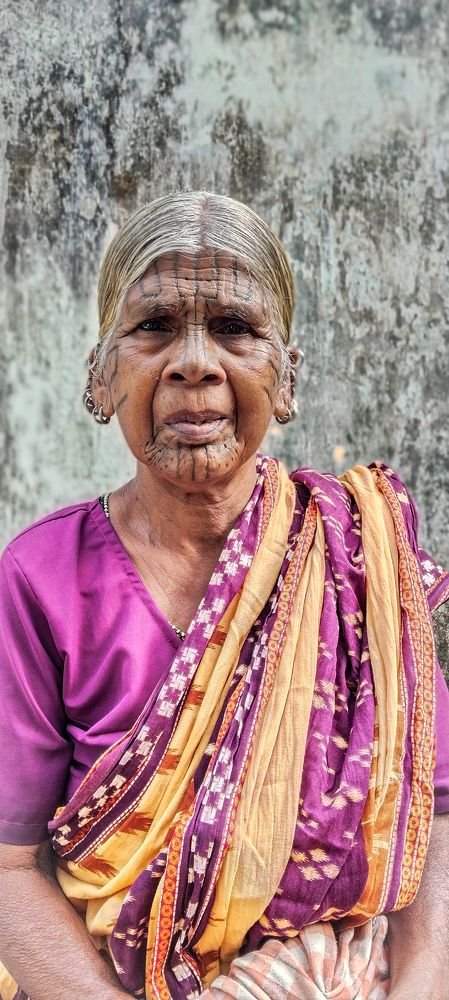 Old Grandma With Face Art