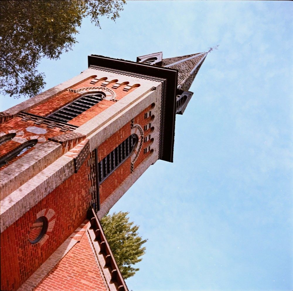 A church tower on Main St. Unionville