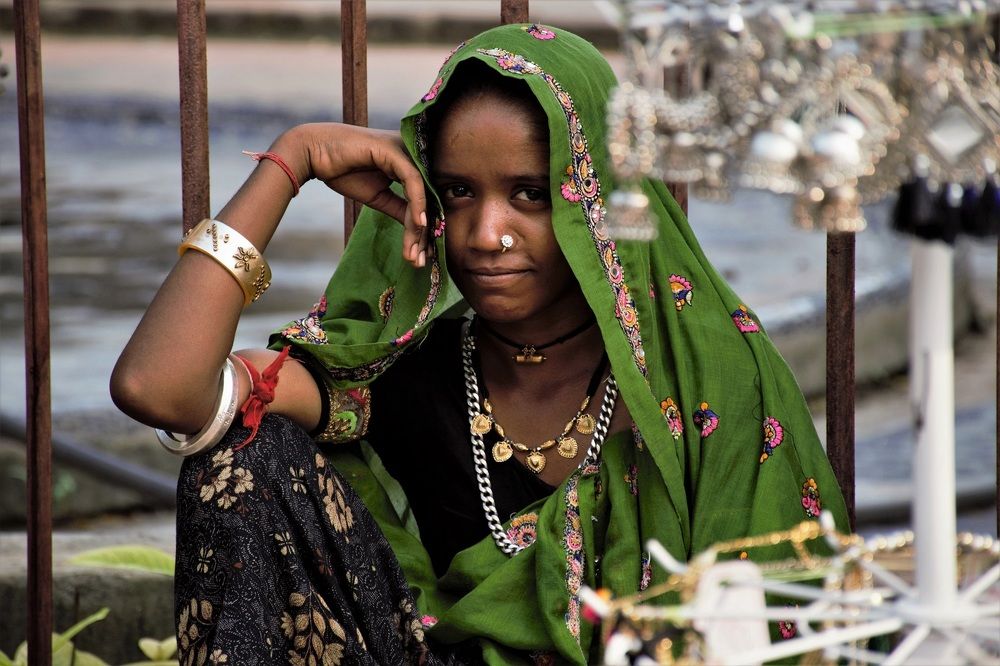 Vendor's Joyful Gaze with Splendor of Tradition