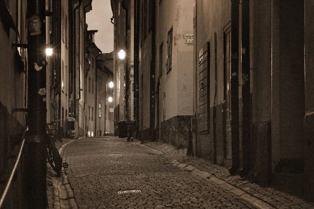 Пустые улицы Стокгольма.