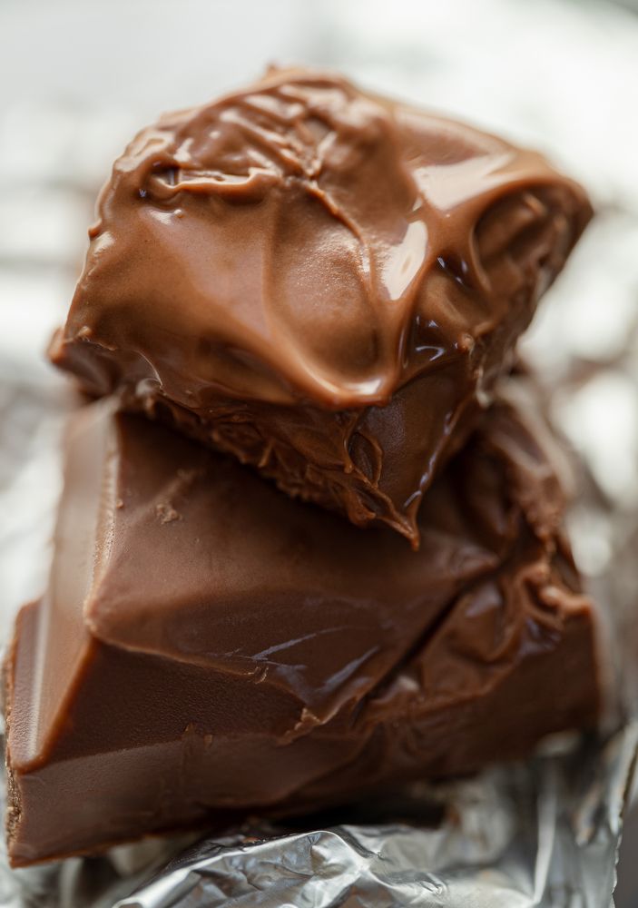 Close-up stack of milk chocolate