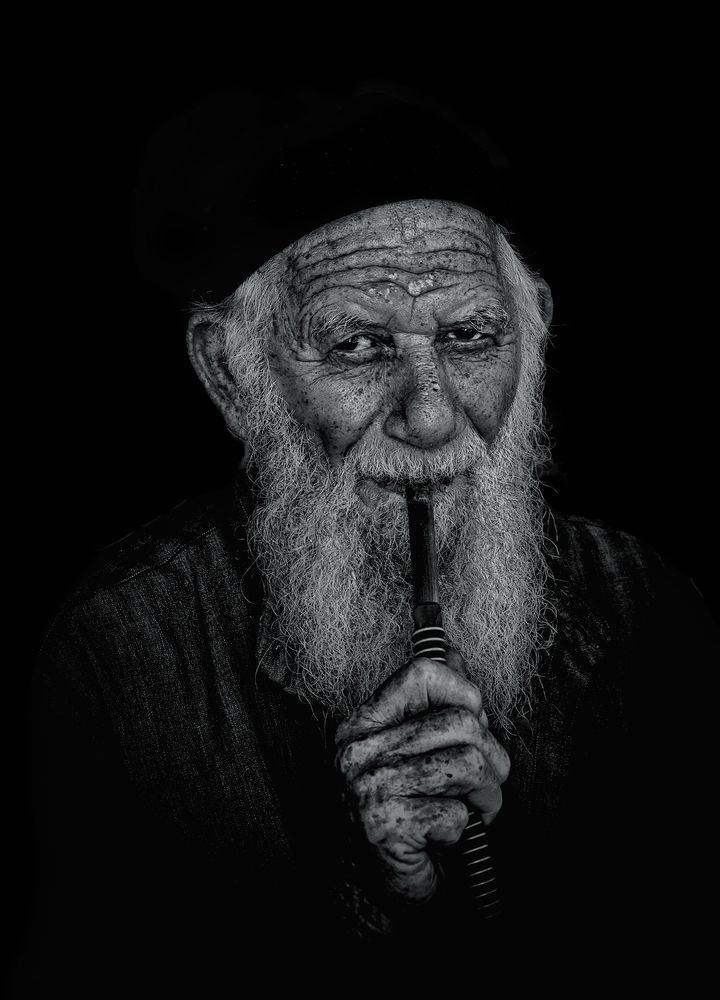 An old Man and shisha