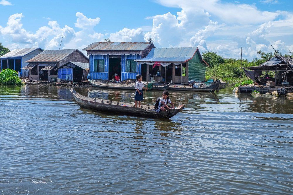 Камбоджа. Плавучая деревня на озере Тонлесап.