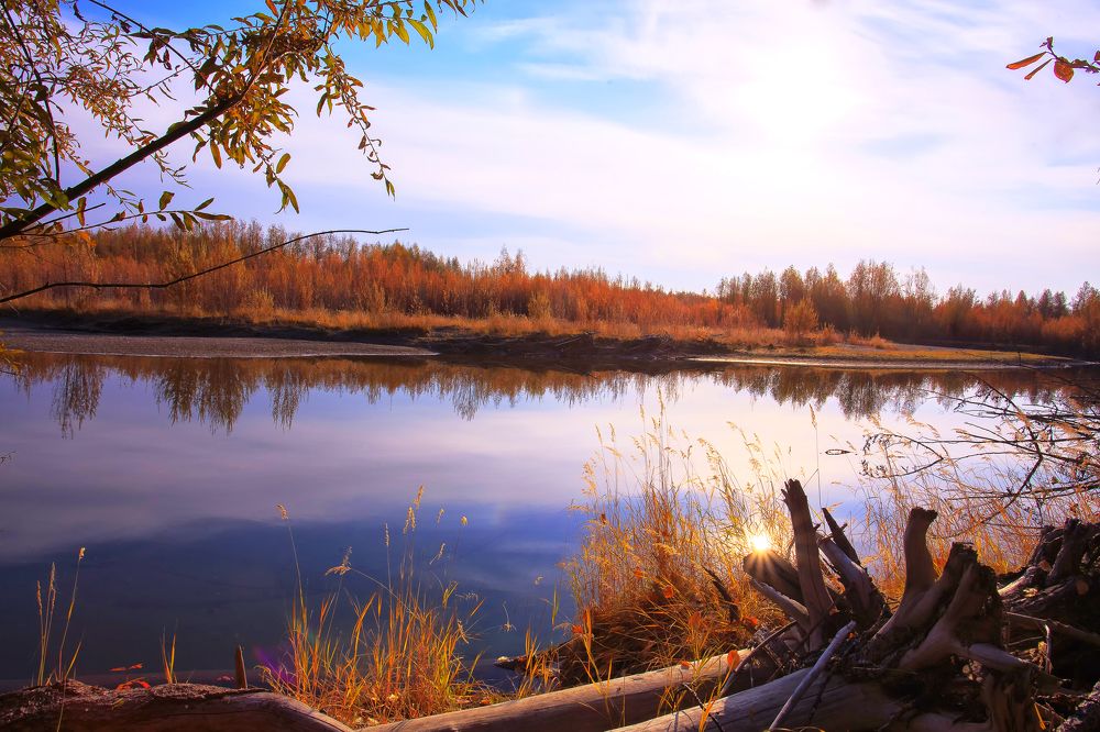 Отражение Солнце.