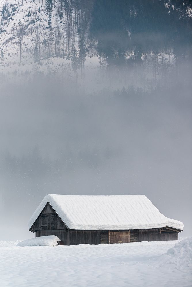 Зимний пейзаж в австрийской деревне
