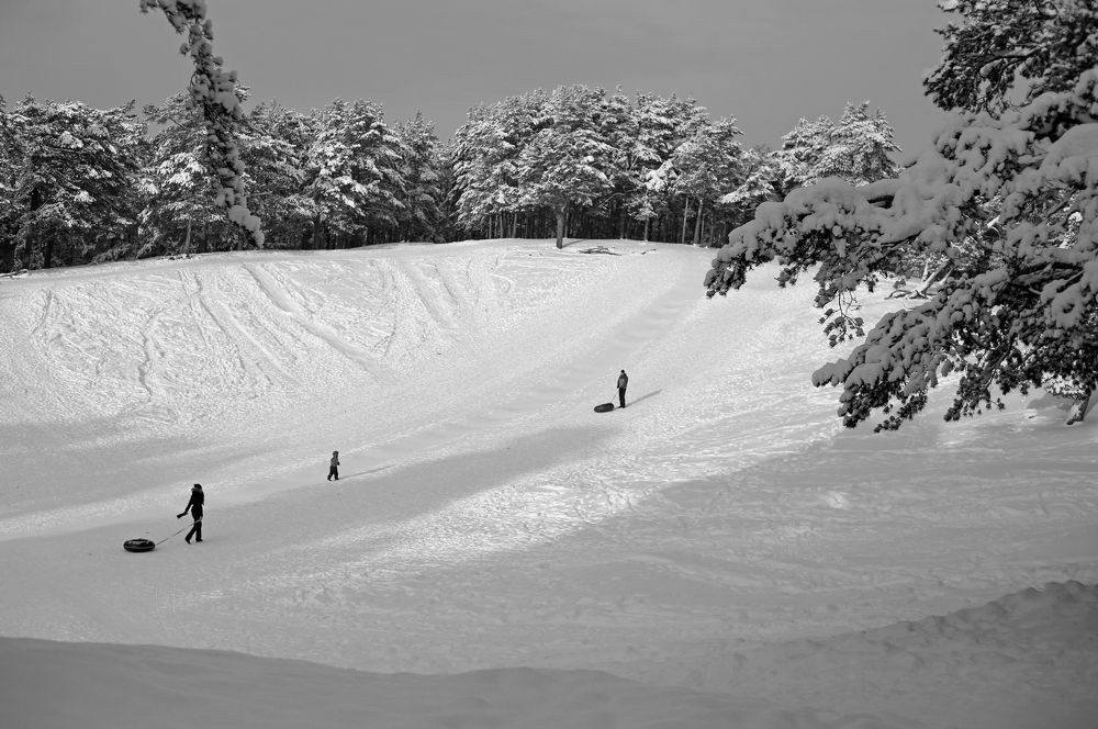 А в саду у нас - гора, все катаются с утра.