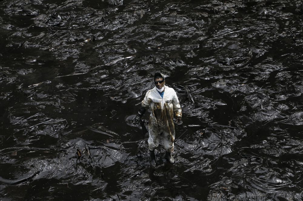 Oil spill in the sea of Ventanilla, Peru