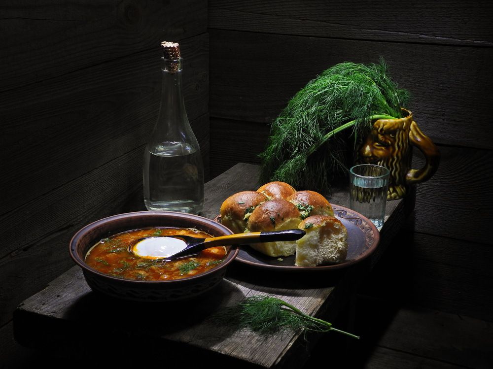 Борщ с пампушками.