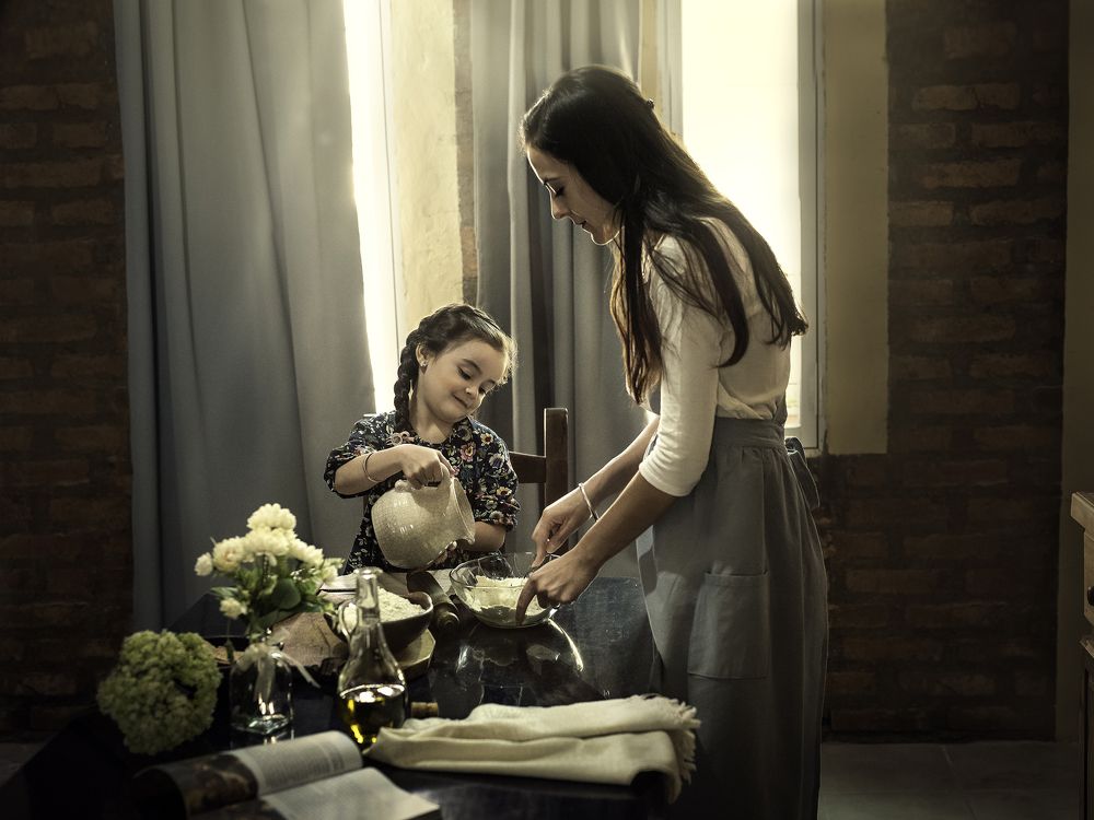 Making bread with mom