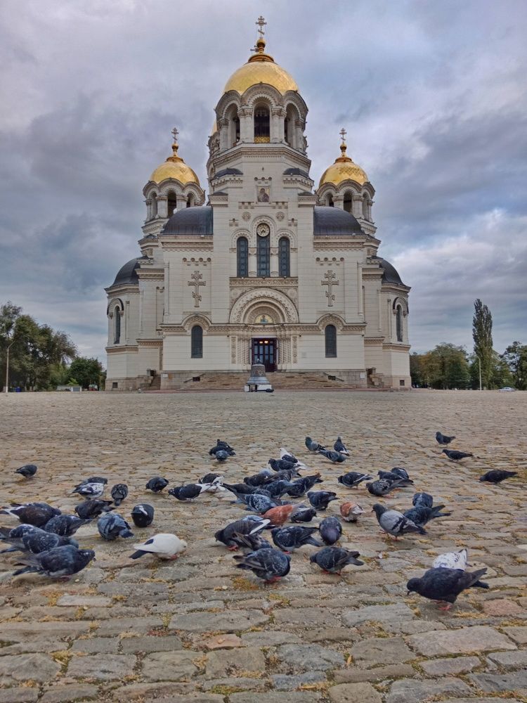 Голуби на площади перед храмом