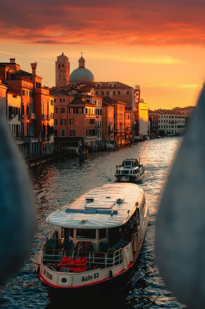 Venetian Sunset Serenity: A Journey by Boat