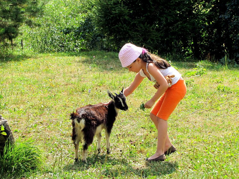 Девочка с козленком!