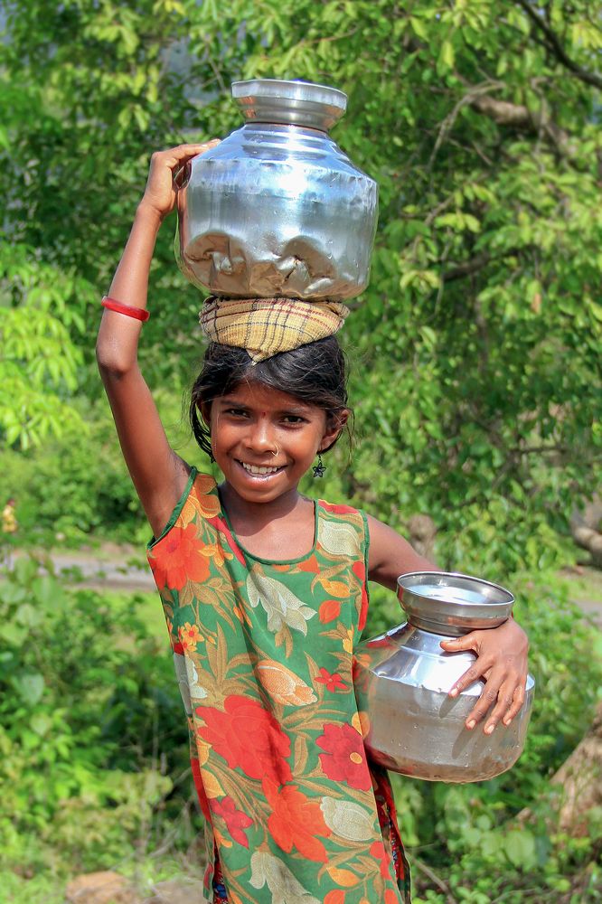 The girl with water.