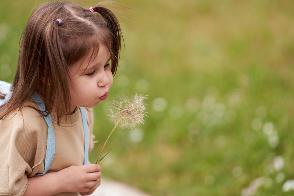 Portrait of a girl on a green background.