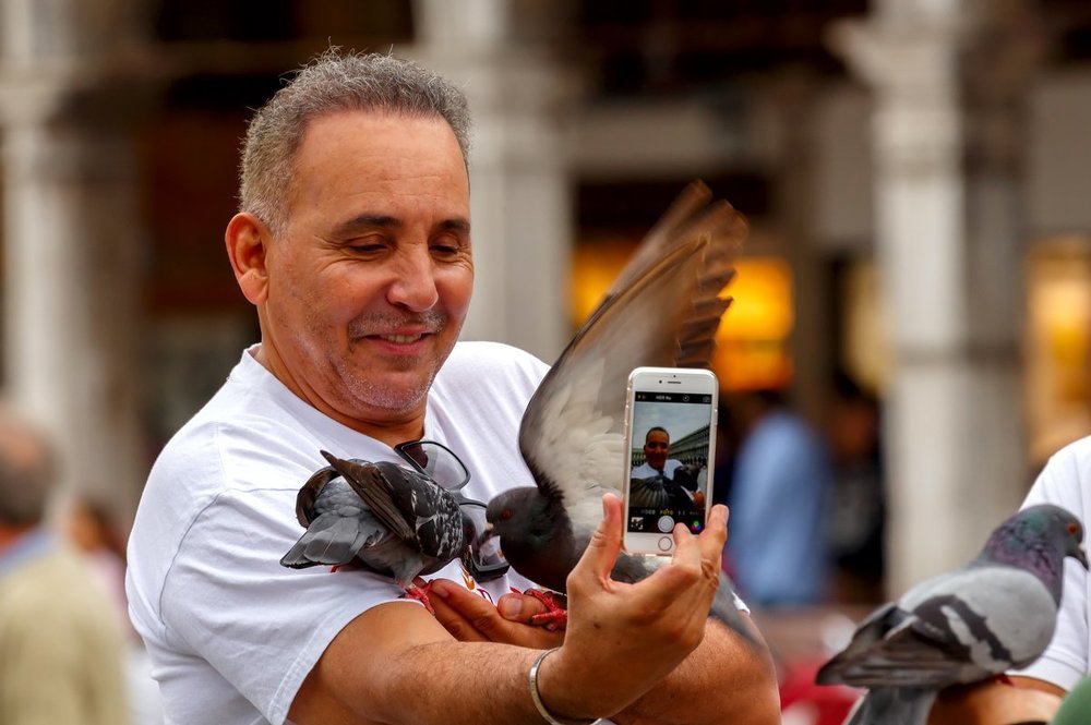 Селфи с голубями.
